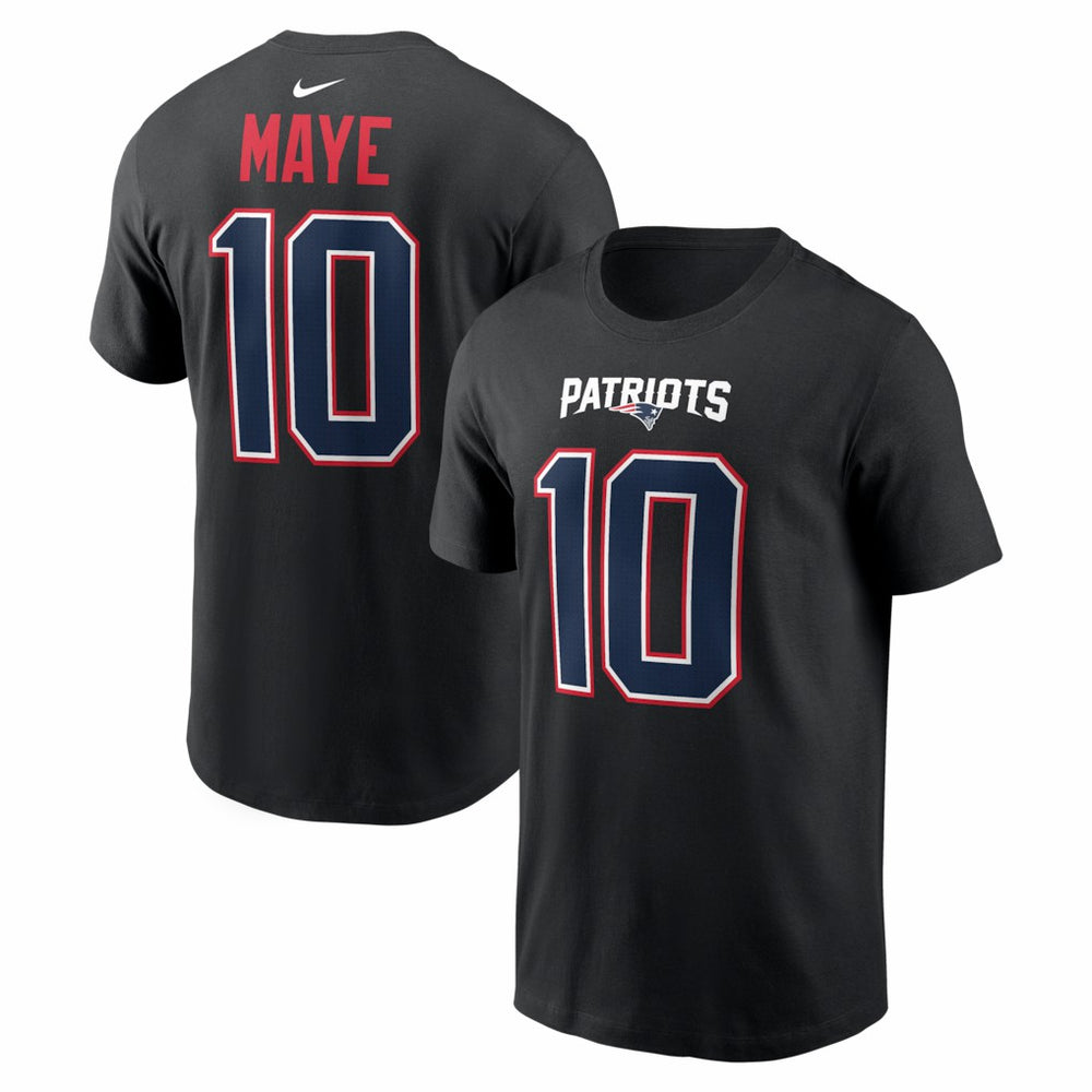 New England Patriots Drake Maye Carbon Name & Number T-Shirt | NFL Sale