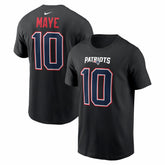 New England Patriots Drake Maye Carbon Name & Number T-Shirt | NFL Sale