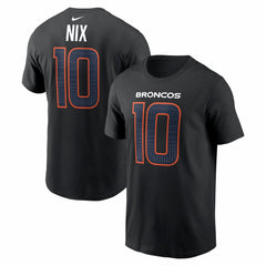 Denver Broncos Bo Nix Carbon Name & Number T-Shirt | NFL Online