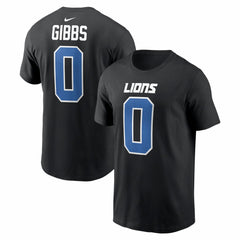Detroit Lions Jahmyr Gibbs Carbon Name & Number T-Shirt | NFL Sale