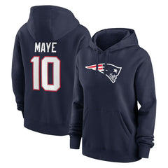 New England Patriots Drake Maye Women's Player Name & Number Fleece Hoodie | NFL US