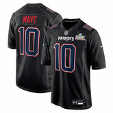 New England Patriots Drake Maye Super Bowl LX Patch Carbon Fashion Game Jersey | NFL Outlet