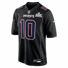 New England Patriots Drake Maye Super Bowl LX Patch Carbon Fashion Game Jersey | NFL Outlet