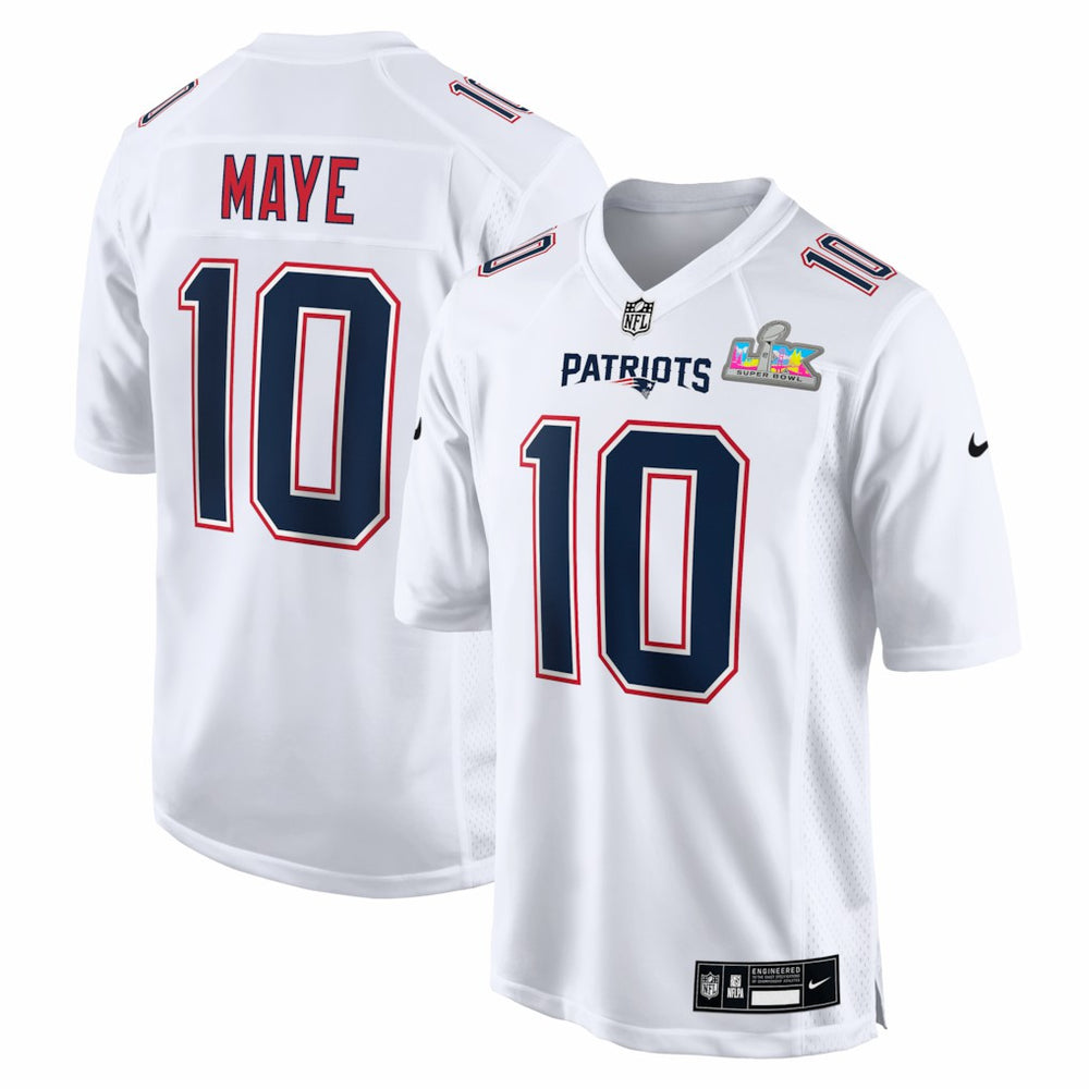 New England Patriots Drake Maye Super Bowl LX Patch Tundra Fashion Game Jersey | NFL New