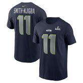 Seattle Seahawks Jaxon Smith-Njigba Super Bowl LX Patch Name & Number T-Shirt | NFL Sale