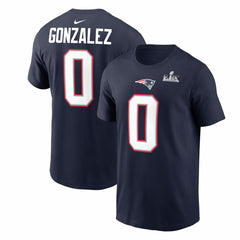 New England Patriots Christian Gonzalez Super Bowl LX Patch Name & Number T-Shirt | NFL US