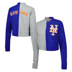 New York Mets Terez Women's Cropped Button-Up Cardigan - MLB