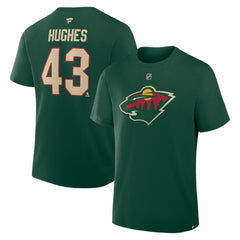 Quinn Hughes Minnesota Wild Fanatics Authentic Stack Name & Number T-Shirt - NHL T-shirts