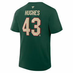 Quinn Hughes Minnesota Wild Fanatics Authentic Stack Name & Number T-Shirt - NHL T-shirts