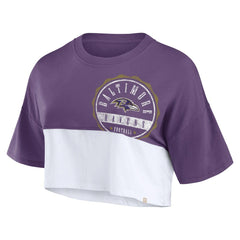 Baltimore Ravens Women's Boxy Color Split Cropped T-Shirt | NFL Outlet