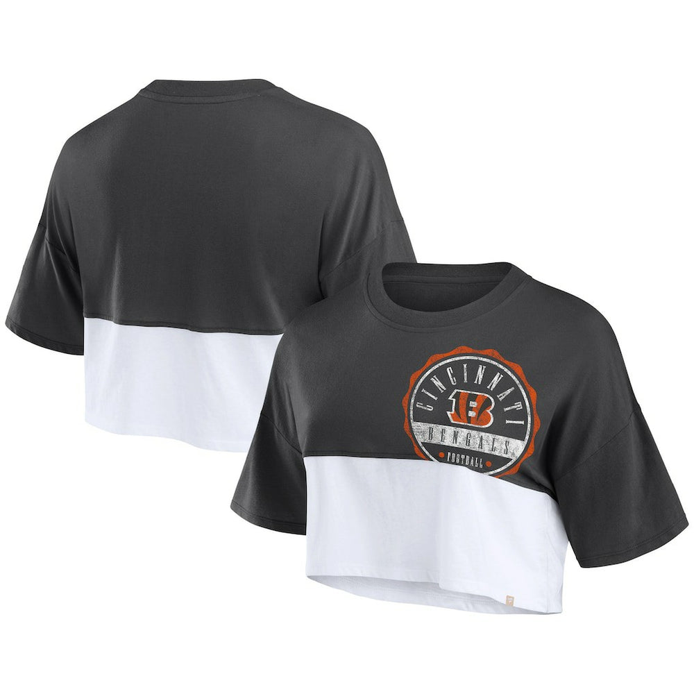 Cincinnati Bengals Women's Boxy Color Split Cropped T-Shirt | NFL On sale