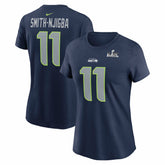 Seattle Seahawks Jaxon Smith-Njigba Women's Super Bowl LX Patch Name & Number T-Shirt | NFL Outlet