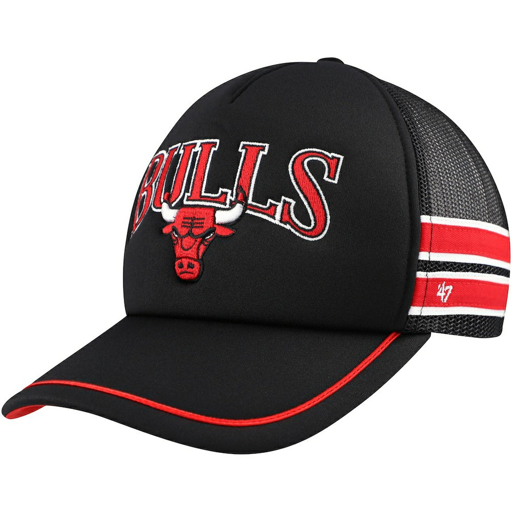 Black Chicago Bulls '47 Sidebrand Stripes Trucker Adjustable Hat | NBA