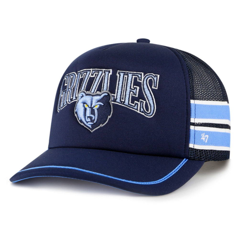 Navy Memphis Grizzlies '47 Sidebrand Stripes Trucker Adjustable Hat | NBA