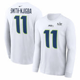 Seattle Seahawks Jaxon Smith-Njigba Super Bowl LX Champions Patch Name & Number Long Sleeve T-Shirt | NFL Outlet