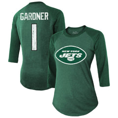 New York Jets Ahmad Sauce Gardner Majestic Threads Women's Player Name & Number Tri-Blend 3/4-Sleeve Fitted T-Shirt | NFL Discount