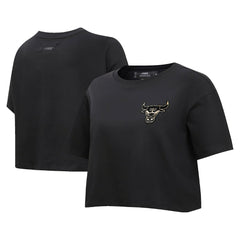 Black Chicago Bulls Pro Standard Women's Holiday Glam Boxy T-Shirt sale | NBA