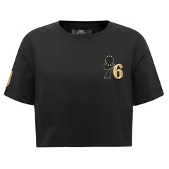 Black Philadelphia 76ers Pro Standard Women's Holiday Glam Boxy T-Shirt | NBA