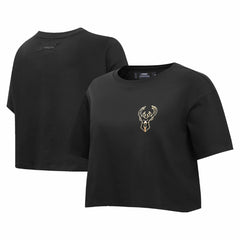 Black Milwaukee Bucks Pro Standard Women's Holiday Glam Boxy T-Shirt | NBA