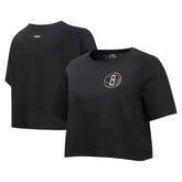 Black Brooklyn Nets Pro Standard Women's Holiday Glam Boxy T-Shirt | NBA