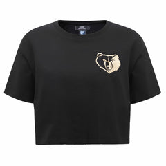 Black Memphis Grizzlies Pro Standard Women's Holiday Glam Boxy T-Shirt | NBA