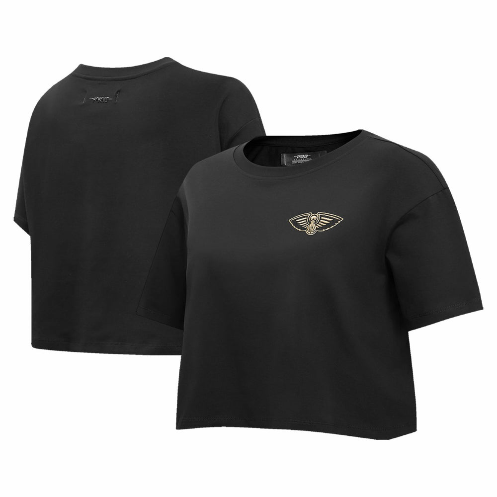 Black New Orleans Pelicans Pro Standard Women's Holiday Glam Boxy T-Shirt | NBA