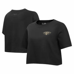 Black New Orleans Pelicans Pro Standard Women's Holiday Glam Boxy T-Shirt | NBA