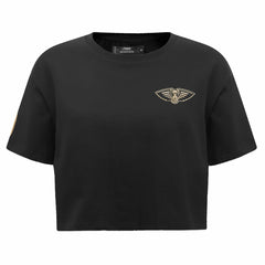 Black New Orleans Pelicans Pro Standard Women's Holiday Glam Boxy T-Shirt | NBA
