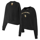 Black Philadelphia 76ers Pro Standard Women's Glam Cropped Pullover Sweatshirt - Black for sale | NBA