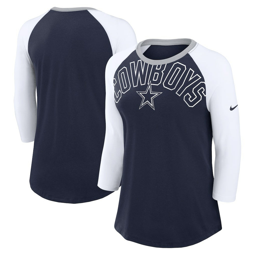 Dallas Cowboys Women's Knockout Arch Raglan Tri-Blend 3/4-Sleeve T-Shirt | NFL On sale