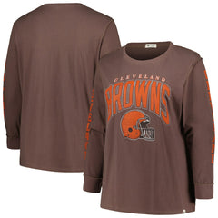 Cleveland Browns '47 Women's Plus Size Honey Cat SOA Long Sleeve T-Shirt | NFL Discount