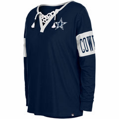 Dallas Cowboys Women's Lace-Up Notch Neck Long Sleeve T-Shirt | NFL Hot