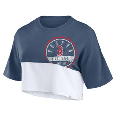 Boston Red Sox Fanatics Women's Color Split Boxy Cropped T-Shirt - MLB T-shirts