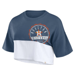 Houston Astros Fanatics Women's Color Split Boxy Cropped T-Shirt - MLB T-shirts