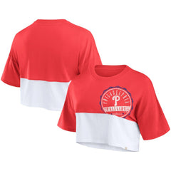 Philadelphia Phillies Fanatics Women's Color Split Boxy Cropped T-Shirt - MLB T-shirts
