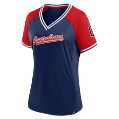 Cleveland Guardians Fanatics Women's Glitz & Glam League Diva Raglan V-Neck T-Shirt - MLB T-shirts