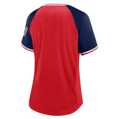 Washington Nationals Fanatics Women's Glitz & Glam League Diva Raglan V-Neck T-Shirt - MLB T-shirts