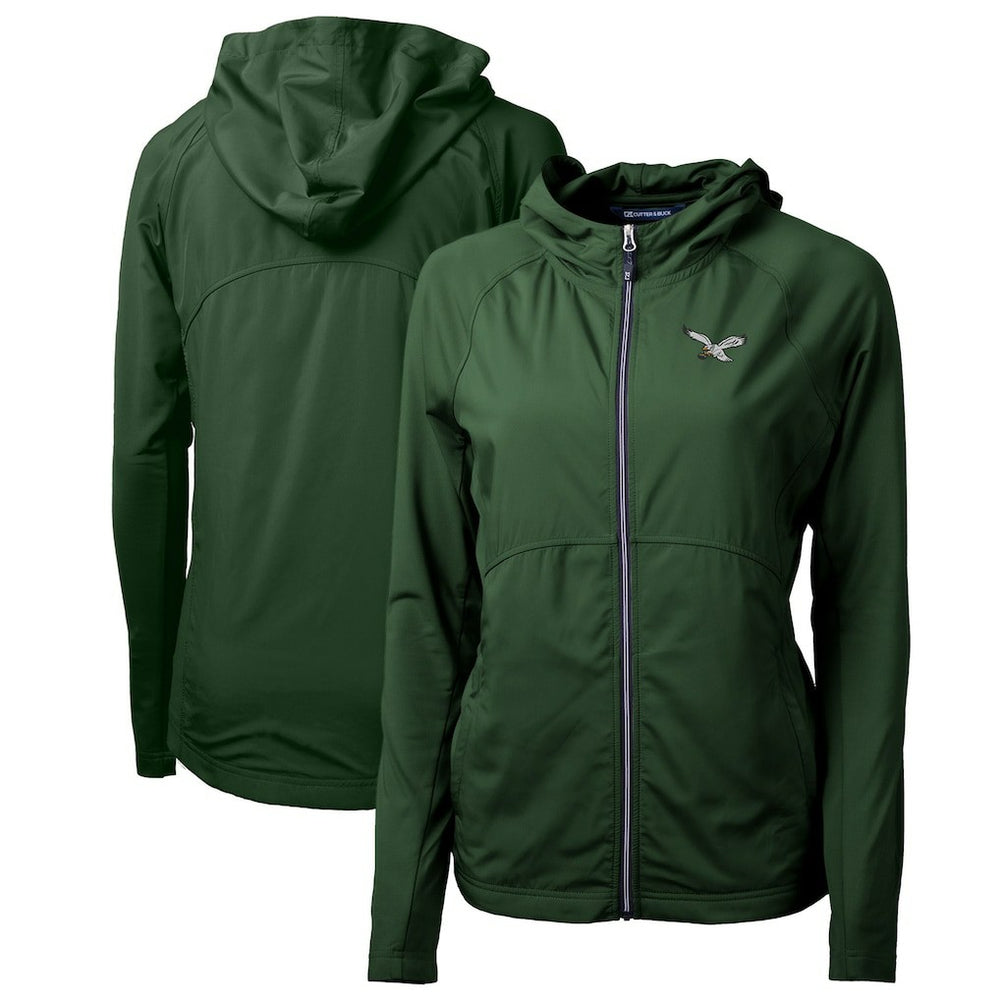Philadelphia Eagles Cutter & Buck Women's Gridiron Classics Logo Adapt Eco Knit Hybrid Recycled Full-Zip Hoodie | NFL Hot
