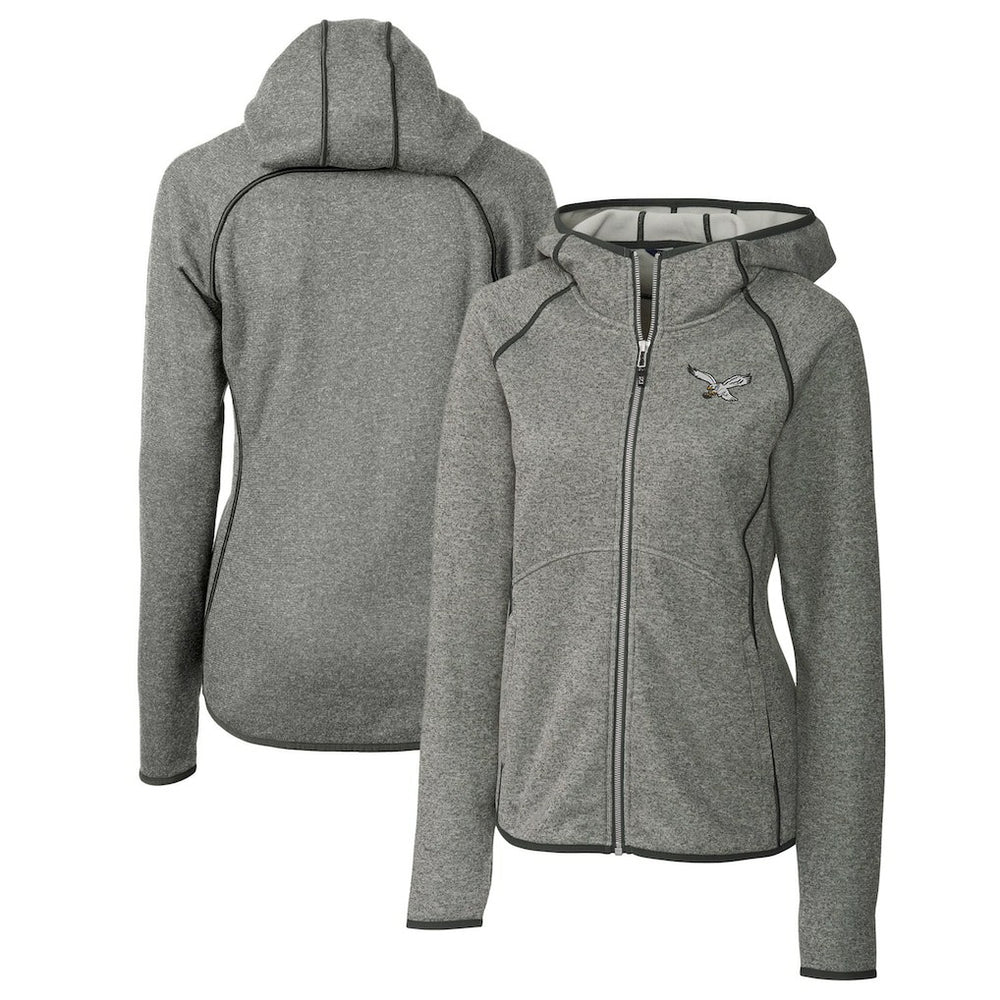 Philadelphia Eagles Cutter & Buck Women's Gridiron Classics Logo Mainsail Sweater-Knit Full-Zip Hoodie | NFL New