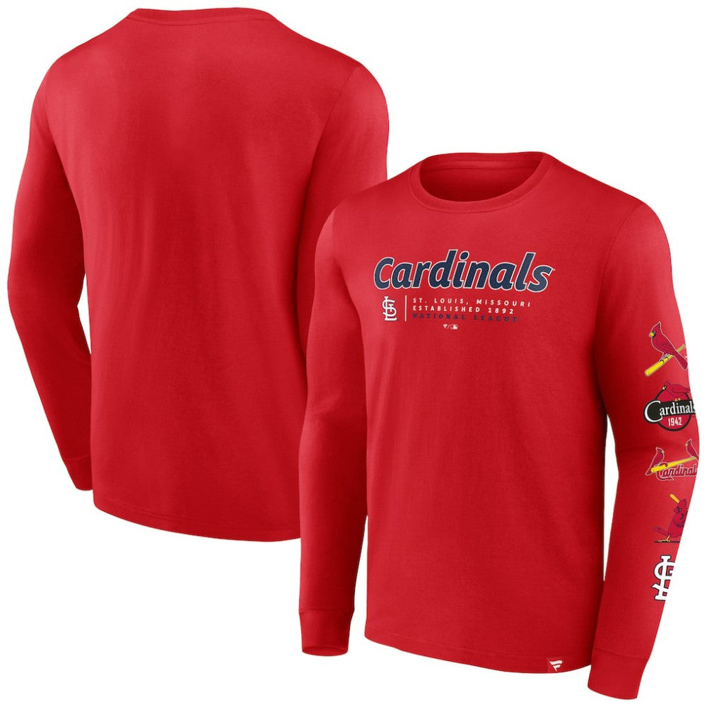 St. Louis Cardinals Fanatics Strike the Goal Long Sleeve T-Shirt - MLB T-shirts