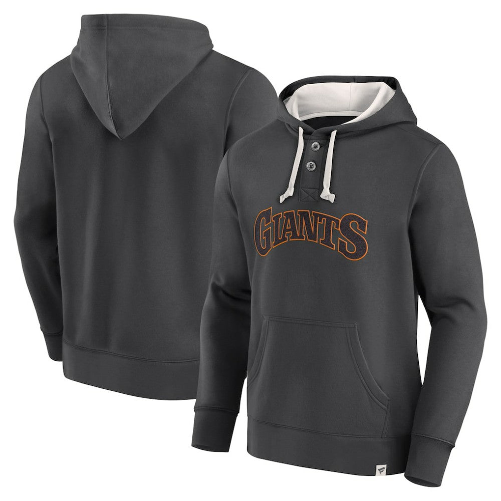 Fanatics San Francisco Giants Black Plan for Adversity Henley Fleece Pullover Hoodie - MLB Hoodies