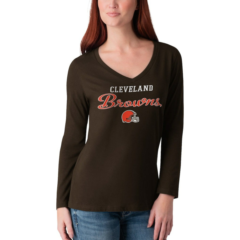 Cleveland Browns G-III 4Her by Carl Banks Women's Post Season Long Sleeve V-Neck T-Shirt | NFL Near me