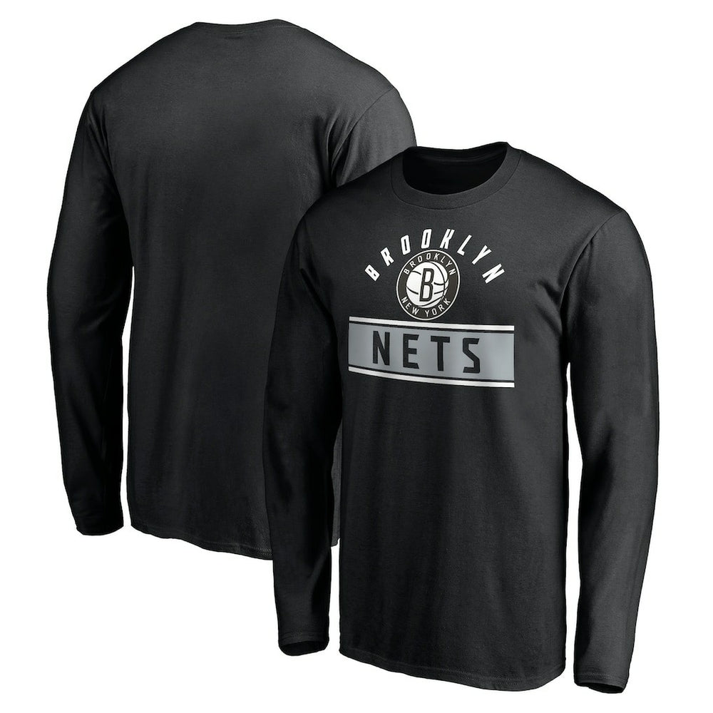 Black Brooklyn Nets Team Arch Knockout Long Sleeve T-Shirt | NBA