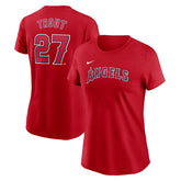 Mike Trout Los Angeles Angels Nike Women's Cooperstown Collection Fuse Name & Number T-Shirt - MLB T-shirts