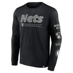 Black Brooklyn Nets Baseline Long Sleeve T-Shirt | NBA