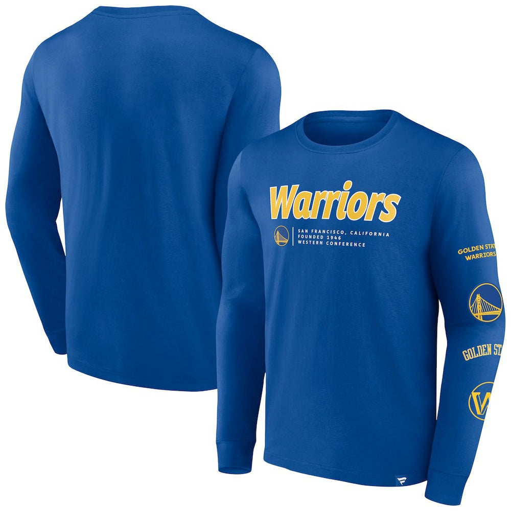 Royal Golden State Warriors Baseline Long Sleeve T-Shirt sale | NBA