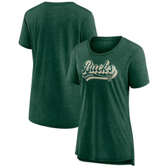Hunter Green Milwaukee Bucks Women's League Leader Tri-Blend T-Shirt | NBA
