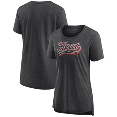 Heather Charcoal Miami Heat Women's League Leader Tri-Blend T-Shirt | NBA