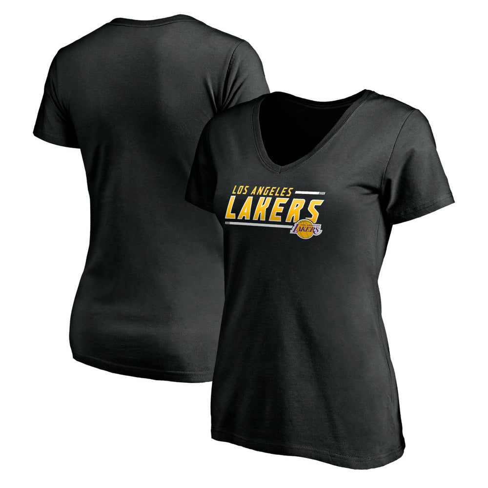 Black Los Angeles Lakers Women's Mascot In Bounds V-Neck T-Shirt | NBA