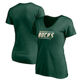 Hunter Green Milwaukee Bucks Women's Mascot In Bounds V-Neck T-Shirt | NBA